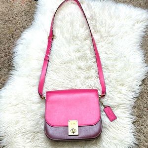 Coach purse, pink and dark chocolate, lots of storage inside